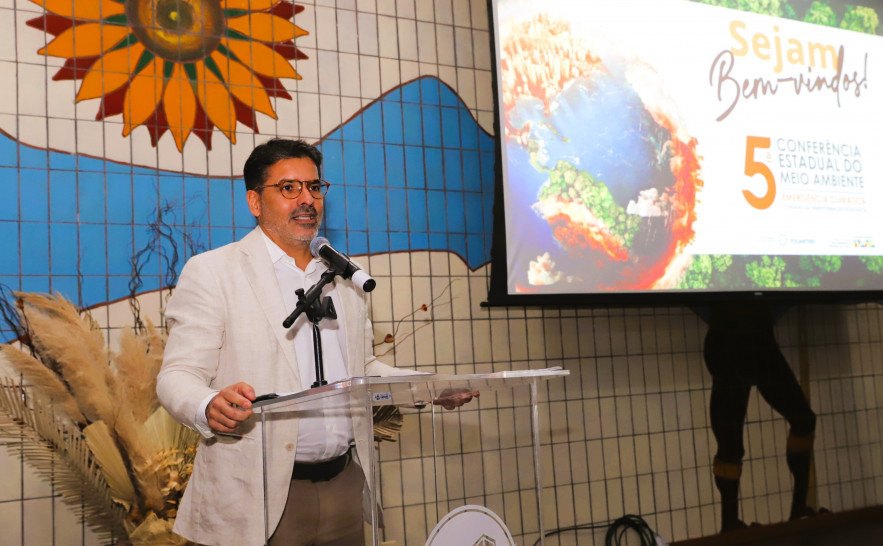 Secretário Marcello Lélis apresentou metas do Tocantins para redução de emissões em evento sobre mudanças climáticas no auditório do TCE em Palmas. - Foto: Whashington Luis/ Governo do Tocantins